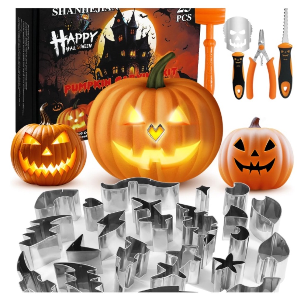 Halloween Pumpkin 25pc Carving Kit with Tools and Stencils